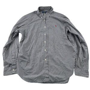 Ralph Lauren Men's size Large Navy Checkered‎ Long Sleeve Button-Down Shirt